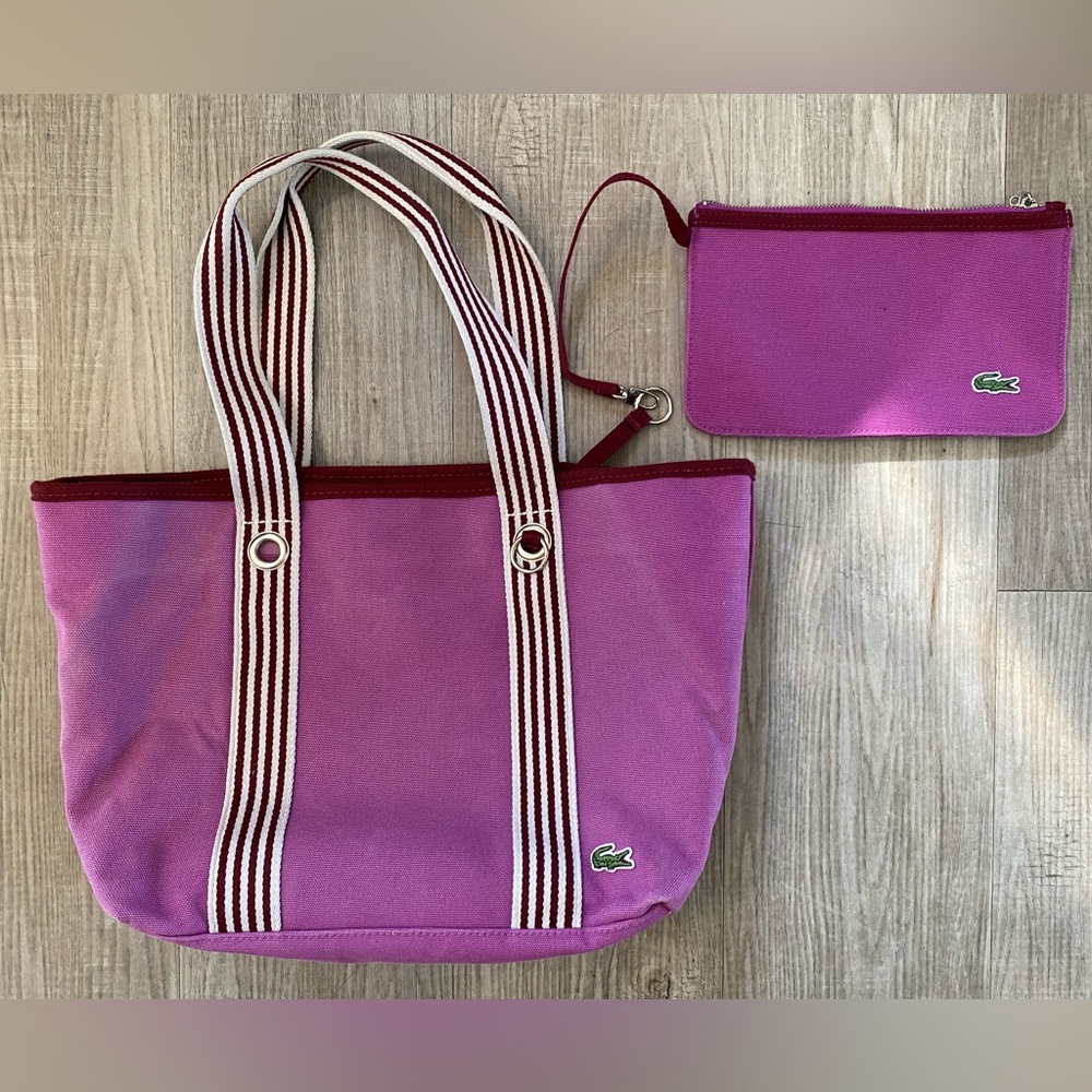 Lacoste Canvas Tote and Wallet Combo